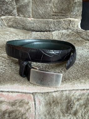 Vintage Bobby Jones black  Calf alligator belt with silver buckle. Size 30